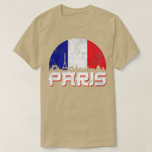 T-shirt Drapeau Paris Skyline France (Design devant)