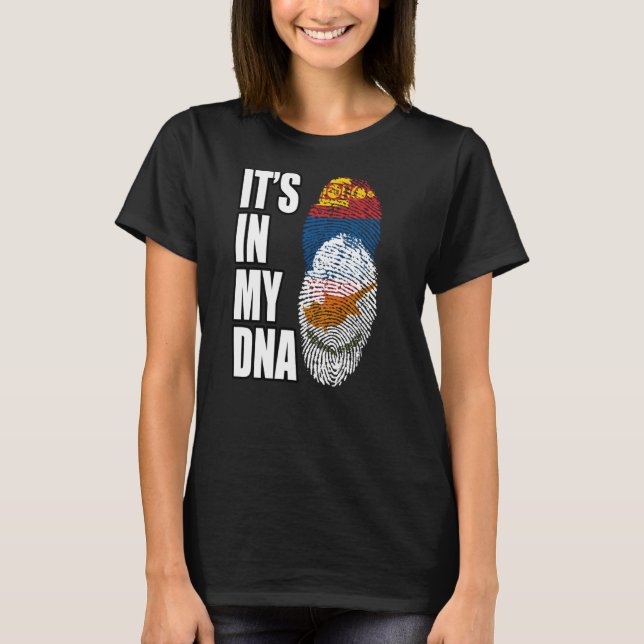 T-shirt Drapeau Patrimoine De L'ADN De Mélange Chypriote E (Devant)