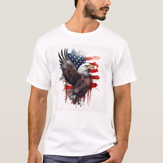 T-shirt Drapeau patriotique américain Bald Eagle (Devant)