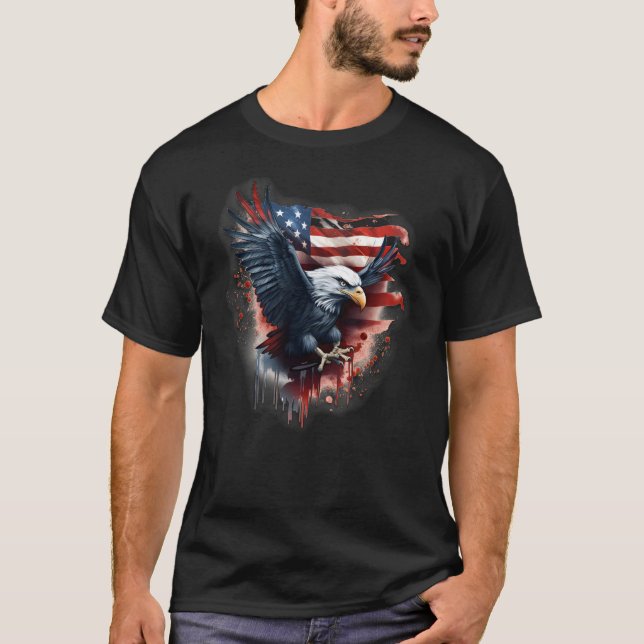 T-shirt Drapeau patriotique américain Bald Eagle (Devant)