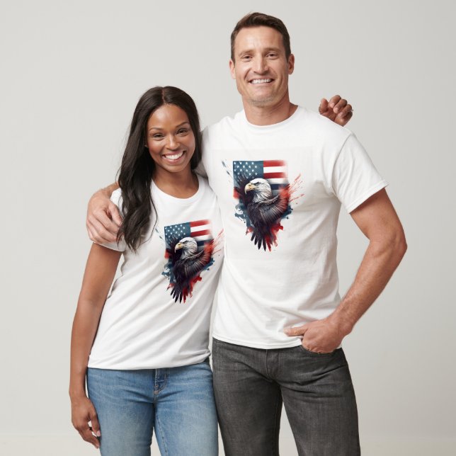 T-shirt Drapeau patriotique américain Bald Eagle (Unisexe)