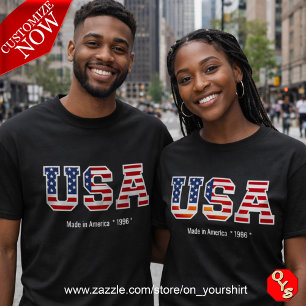T-shirt Drapeau patriotique américain fabriqué en Amérique