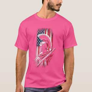 T-shirt Drapeau patriotique Casque de guerrier spartiate a