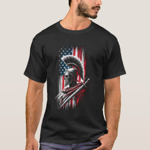 T-shirt Drapeau patriotique Casque de guerrier spartiate a