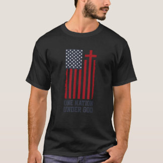 T-shirt Drapeau Patriotique Chrétien Américain Une nation