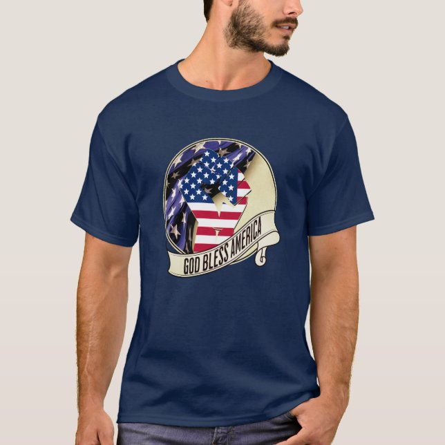 T-shirt Drapeau Patriotique DIEU BLESS AMERICA (Devant)