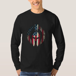 T-shirt Drapeau patriotique du casque de guerrier spartiat