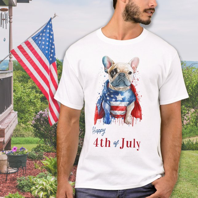 T-shirt Drapeau Patriotique Français Bulldog USA Joyeux 4  (Créateur téléchargé)