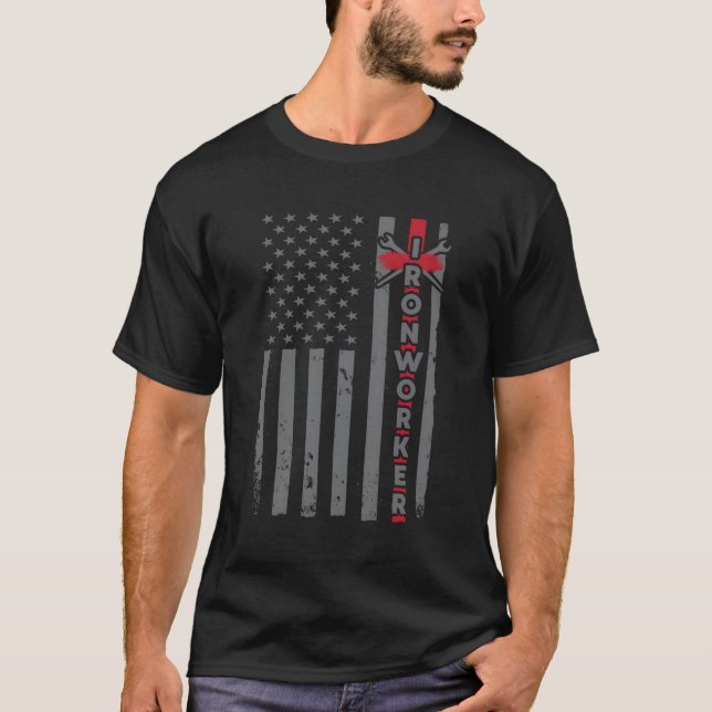 T-shirt Drapeau Patriotique Usa Iron-Working Us Sl W (Devant)
