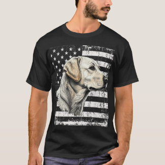 T-shirt Drapeau Patriotique Usa Jaune Labrador Trouvé
