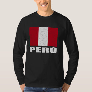 T-shirt Drapeau Perú Grunge Souvenir Vintage Pérou