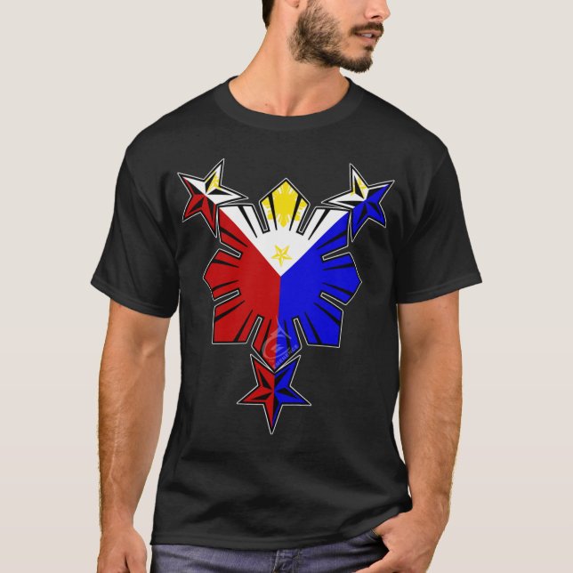 T-shirt Drapeau philippin Sun et chemise d'étoiles (Devant)