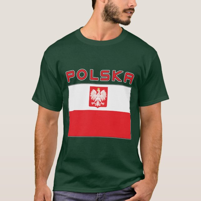 T-shirt Drapeau polonais de faucon avec Polska (Devant)