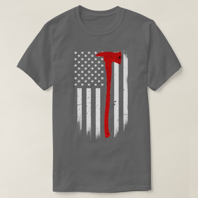 T-shirt Drapeau pompier mince ligne rouge Ax classique TSh (Design devant)