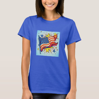 T-shirt Drapeau Pop Art américain
