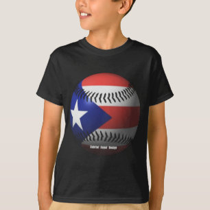 T-shirt Drapeau Porto Rico couvrant un baseball