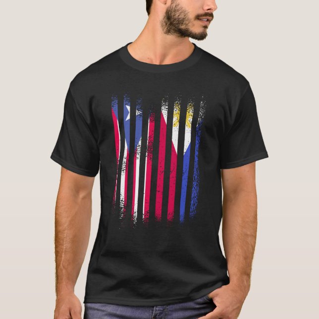 T-shirt Drapeau Porto Rico Philippines Drapeau Pays Cultiv (Devant)