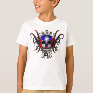 T-shirt Drapeau portoricain - crâne
