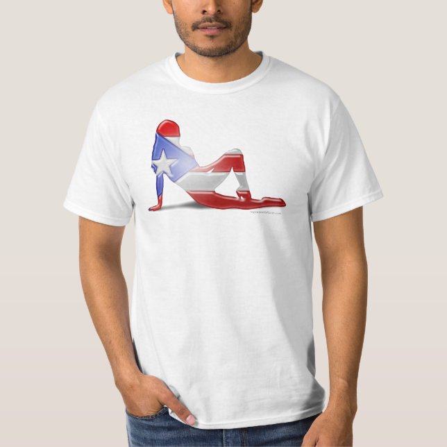 T-shirt Drapeau portoricain de silhouette de fille (Devant)