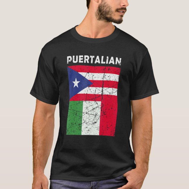 T-shirt Drapeau Portoricain Et Italien (Devant)