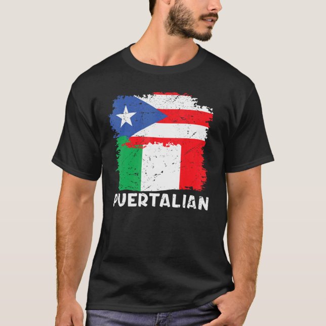 T-shirt Drapeau Portoricain Et Italien (Devant)