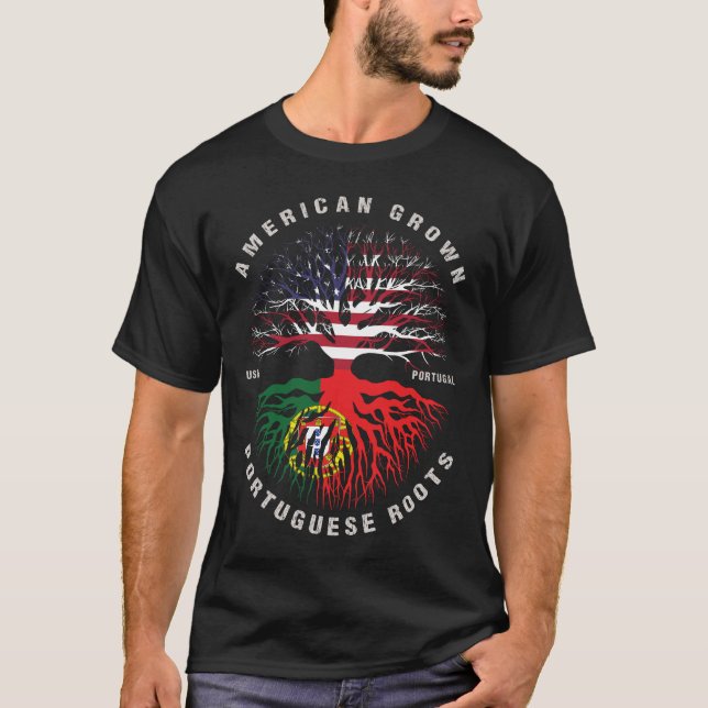 T-shirt Drapeau portugais américain (Devant)
