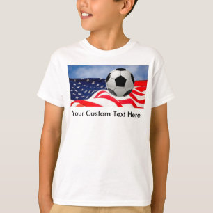 T-shirt drapeau pour enfants soccer avec les USA