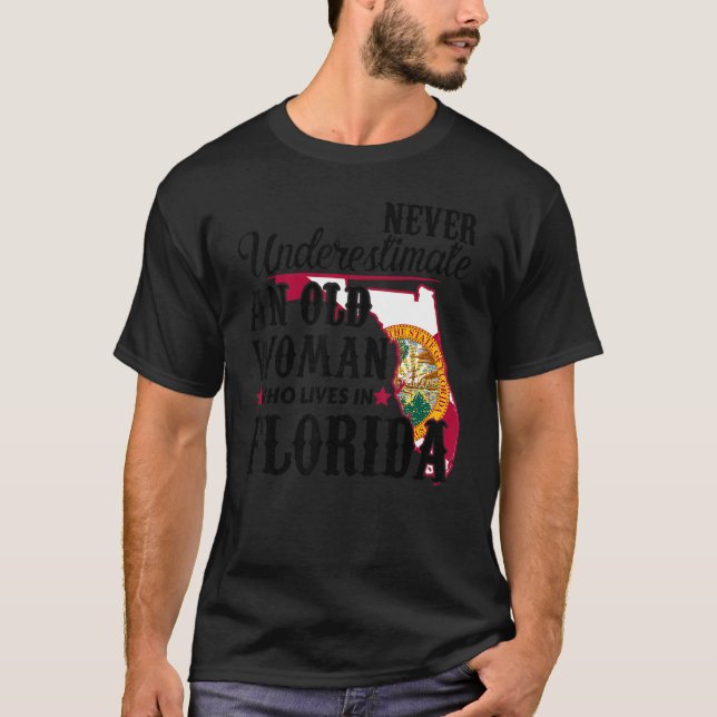 T-shirt Drapeau pour femmes Floride Accueil Vielle femme F (Devant)