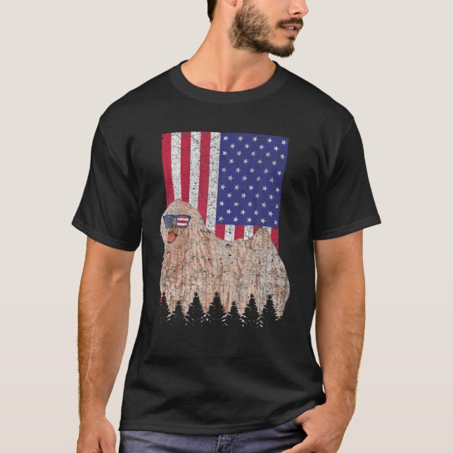 T-shirt Drapeau Puli Patriotic Dog USA Pride (Devant)