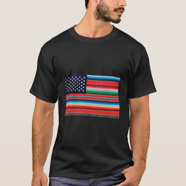 T-shirt Drapeau rayé de la couverture Serape américaine (Devant)