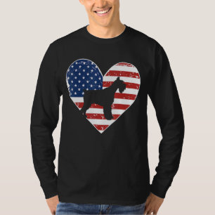 T-shirt Drapeau rétro américain 4 juillet Schnauzer Papa M