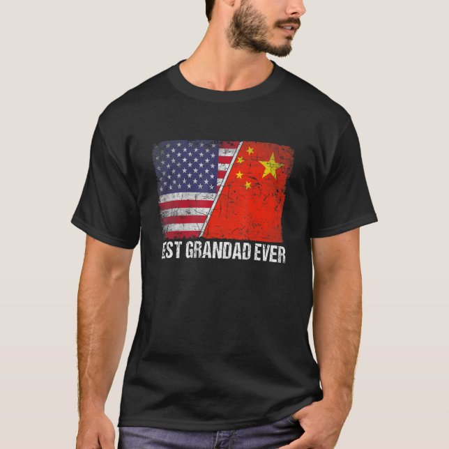 T-shirt Drapeau rétro américain Chine Drapeau meilleur gra (Devant)