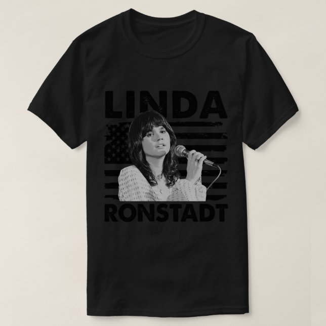 T-shirt Drapeau rétro américain Linda Ronstadt Musique Cad (Design devant)