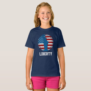 T-shirt Drapeau rond américain patriotique Statue de la Li