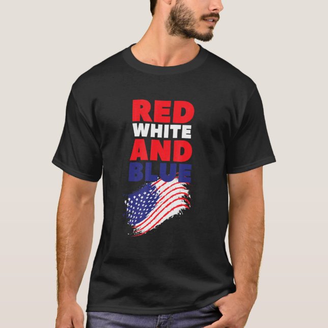 T-shirt Drapeau rouge blanc et bleu américain USA (Devant)