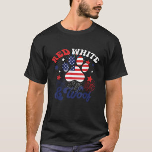 T-shirt Drapeau rouge blanc et Woof Amoureux des chiens pa