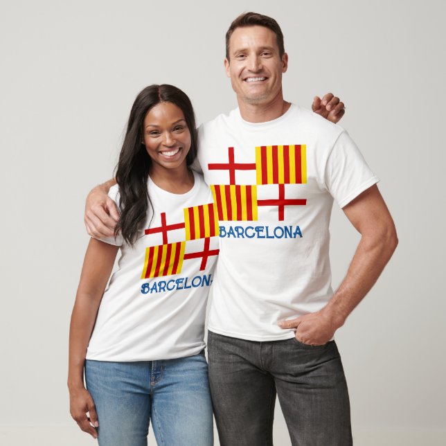 T-shirt Drapeau Rouge Blanc Jaune Barcelone Art nationalis (Unisexe)