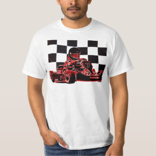 T-shirt Drapeau rouge/Checkered d'emballage de kart