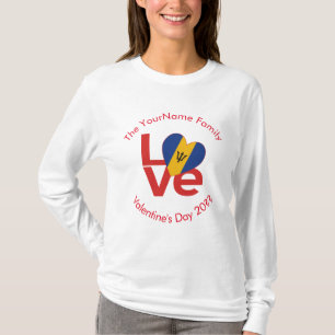 T-shirt Drapeau Rouge de la Barbade PERSONNALISÉ avec amou