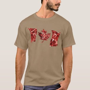 T-shirt Drapeau rouge et blanc Petroglyph Abstrait Canada