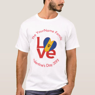T-shirt Drapeau Rouge LOVE Barbadien Personnalisé 