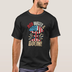 T-shirt Drapeau Rouge Patriotique 4 juillet Usa Blanc Et B