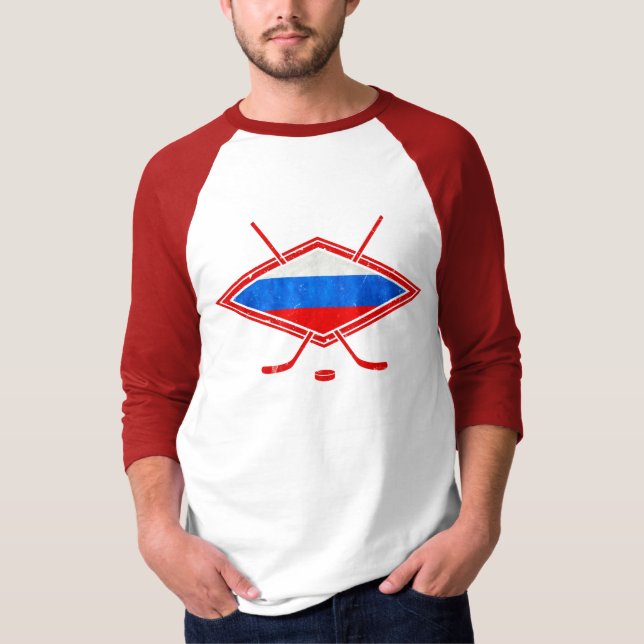 T-shirt Drapeau russe de hockey sur glace (Devant)