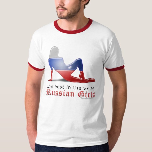 T-shirt Drapeau russe de silhouette de fille (Devant)