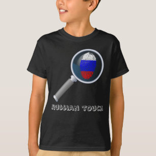 T-shirt Drapeau russe d'empreinte digitale de contact