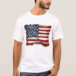 T-shirt Drapeau rustique et patiné américain