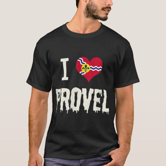 T-shirt Drapeau Saint-Louis Provel Fromage Design I Heart  (Devant)