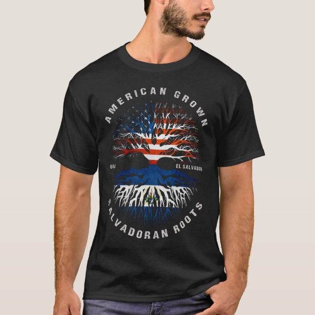 T-shirt Drapeau salvadorien américain cultivé (Devant)