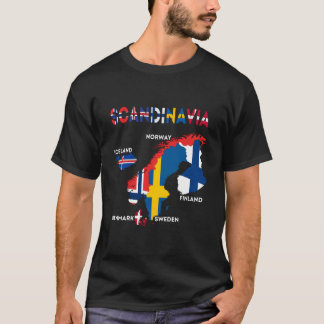 T-shirt Drapeau Scandinavie Pays nordiques Cartes Europe d