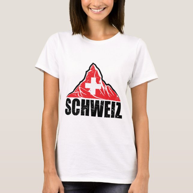 T-shirt Drapeau Schweiz Matterhorn Suisse Vintage (Devant)